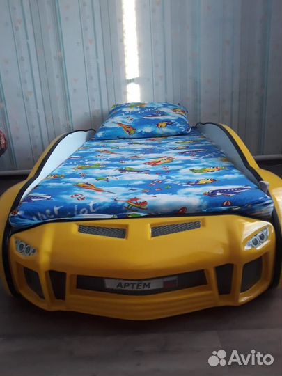 Кровать-машинка Ламба желтая 2 в наличии