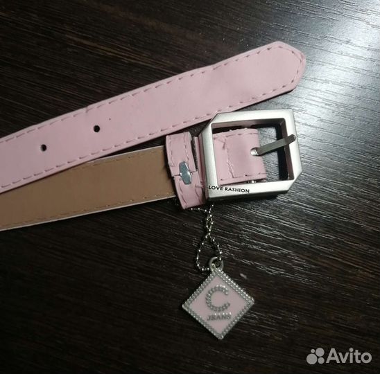 Ремень женский кожаный розовый и бежевый