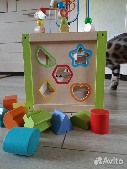 Куб, бизиборд деревянный, лабиринт