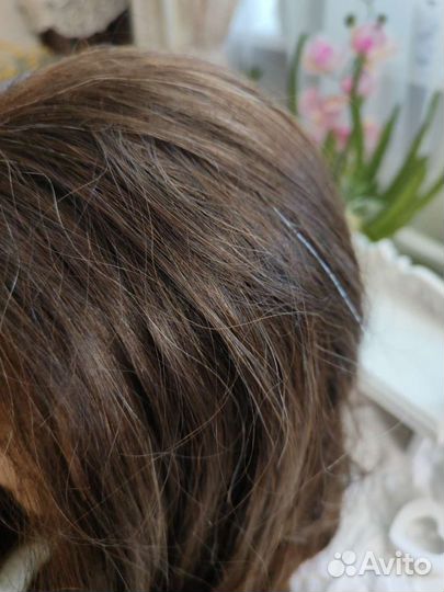 Болванка с натуральными волосами для парикмахера