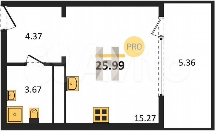 Квартира-студия, 26 м², 16/21 эт.
