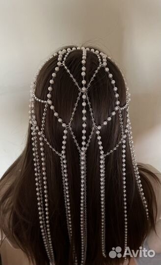 Фата из цепочек,тика на голову, ободок с лентами