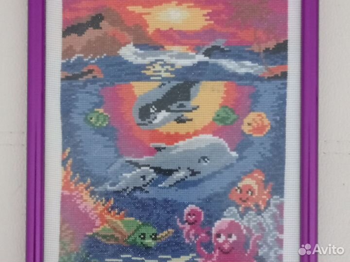 Вышивка крестом картина Подводный мир