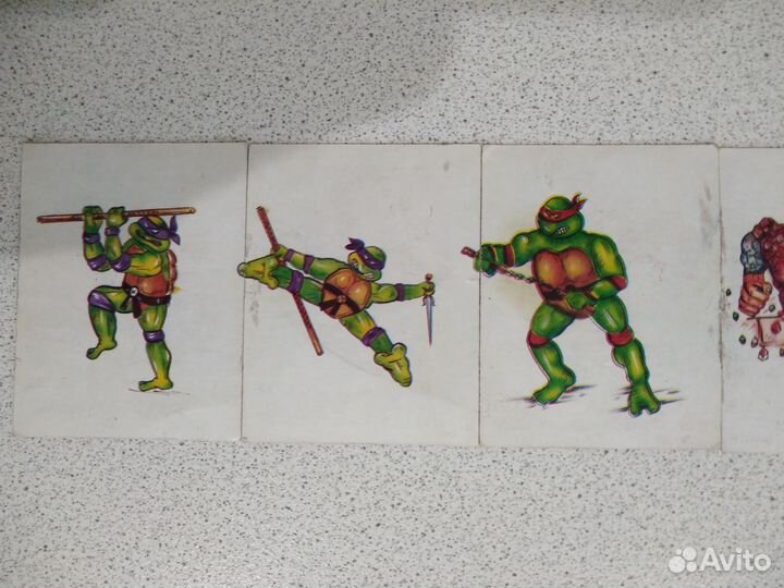 Картон черепашки ниндзя 90-х (белый фон)