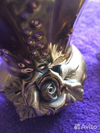 Шкатулка+вазочка керамика под золото. СССР