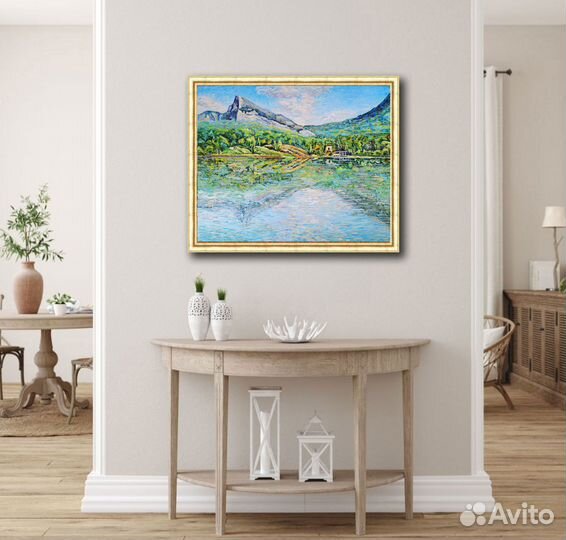 Картина Озеро в горах Крыма Горный пейзаж маслом н