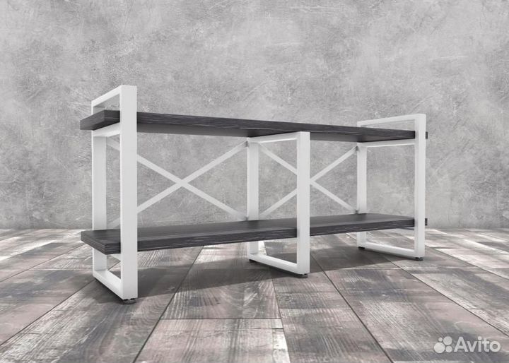 Тумба под тв Айсберг Лофт 120 белый/северное дерев