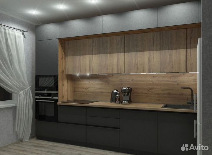 Прямая в потолок кухня на заказ