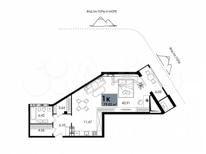 3-к. апартаменты, 79,6 м², 7/12 эт.