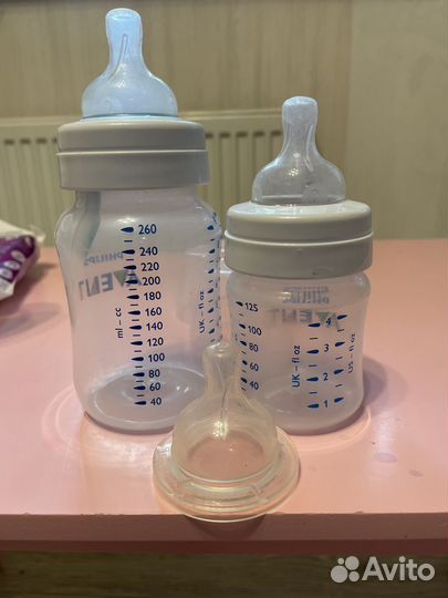 Молокоотсос avent ручной+ бутылочки Avent