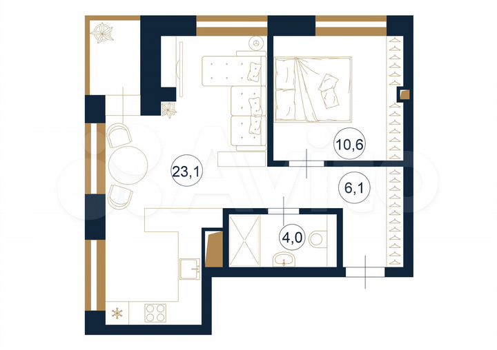 1-к. квартира, 44 м², 12/12 эт.