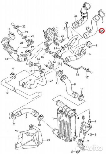 Патрубок интеркулера Passat B5 Audi A4 B5 A6 C5