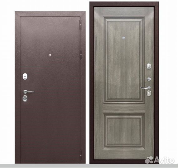 Дверь входная Тайга 9 см серый клен