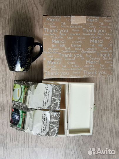 Подарочный набор кружка + два пакета зеленого чая