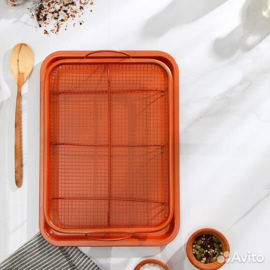 Противень 'Прима. Гриль', 35x25 см, с решёткой, ан