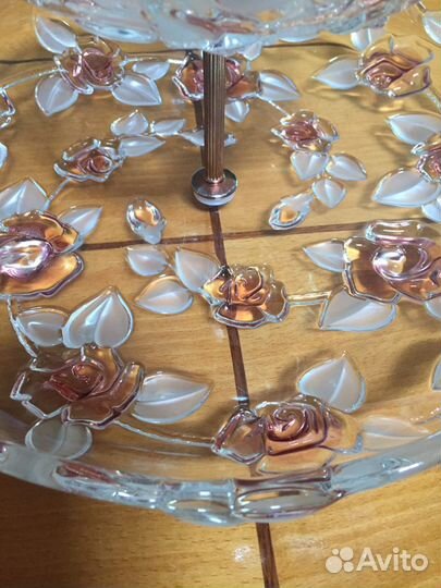 Менажница двух ярусная чешское стекло