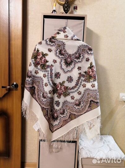 Павловопосадский платок шаль шерсть 100