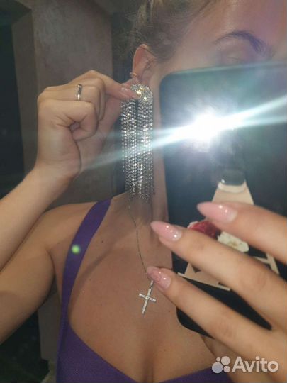 Серьги вечерние со стразами