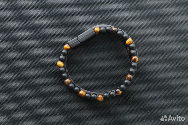 Браслет с бусинами тигровый глаз 20см с доставкой