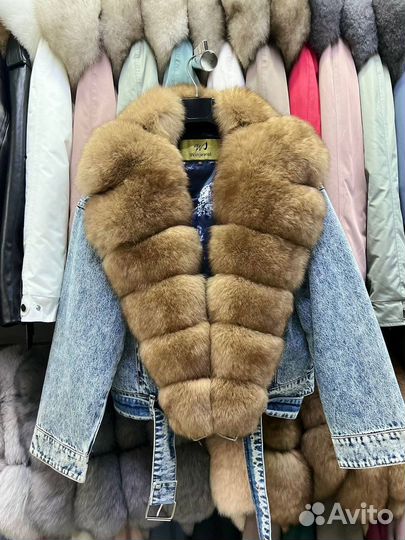 Джинсовая куртка с натуральным мехом 42,44,46,48