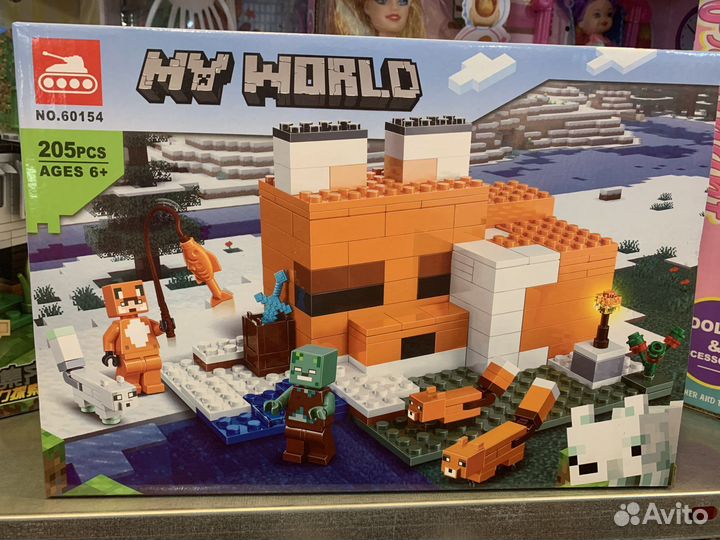 Конструктор майнкрафт - панда лиса подводный мир