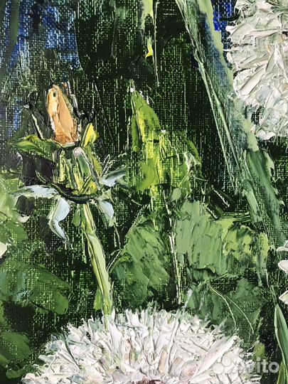 Живопись маслом. Одуванчики. 50х30