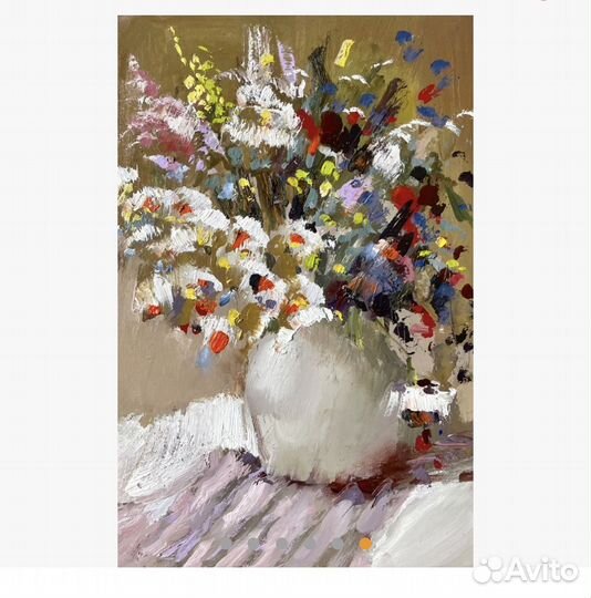 Картина маслом натюрморт Букет полевых цветов