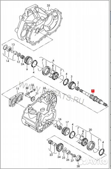 Первичный вал МКПП 13/22 JPG,LHX 02u311103ad