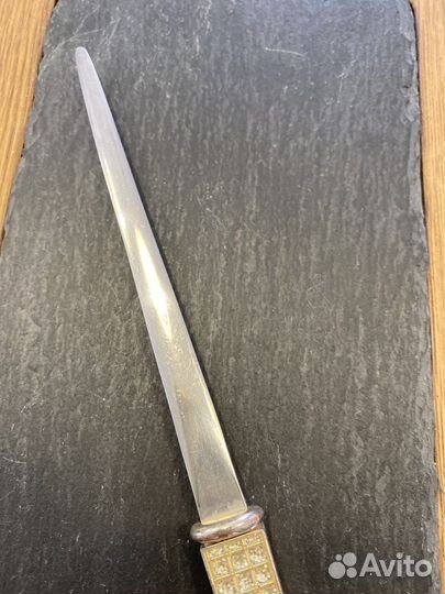 Нож для бумаги стильный металл ручка со стразами