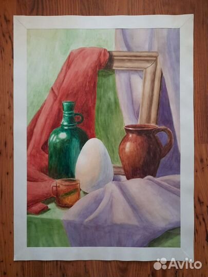 Картина. Акварель. Натюрморт с гипсовой фигурой