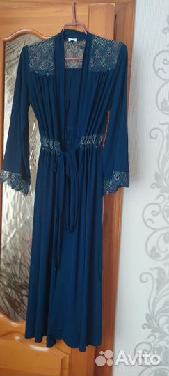 Халат женский домашний кружевной кимано