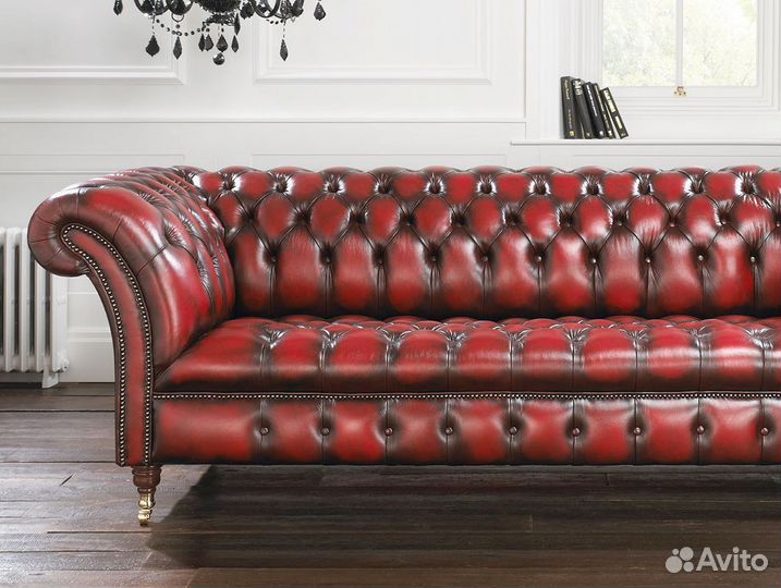 Диван Честер двухместный кожа для дома, офиса, кафе