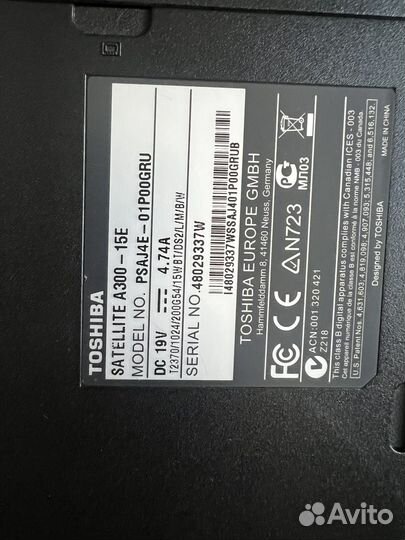 Ноутбук toshiba satellite a300