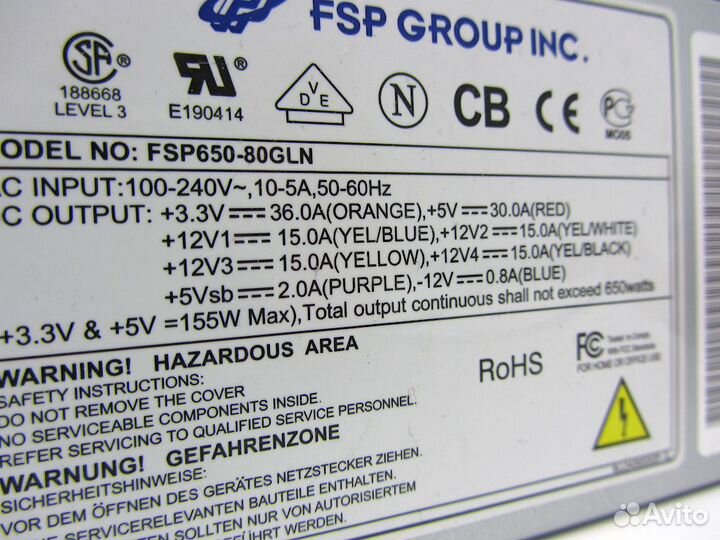 Блок питания 650 Вт для компьютера