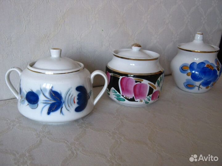 Сахарницы фарфор советский, СССР, ручная роспись