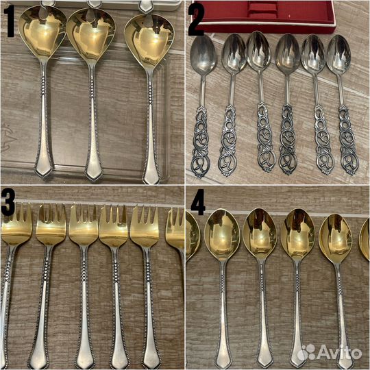Ложки салатные золочение чайные ложки Таллин СССР