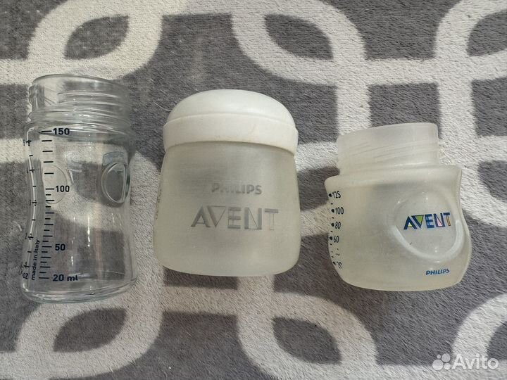 Бутылочки avent, chicco стекло и пластик 3 шт