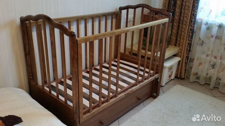 Кроватка Можга (Ангелина) цвет шоколад,плюс матрас