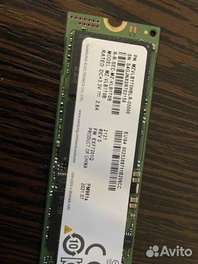 Новый диск ssd 1Tb samsung M.2 PM981A NVMe