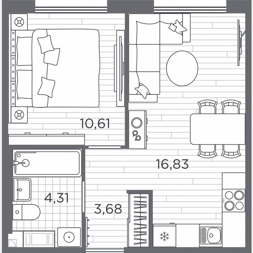 1-к. квартира, 35,4 м², 2/5 эт.