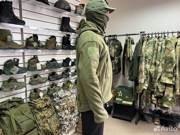 Флисовая тактическая кофта олива, мох