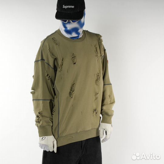 Свитшот CavEmpt рваный зелёный