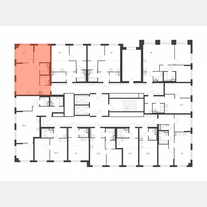 2-к. квартира, 54,2 м², 14/15 эт.