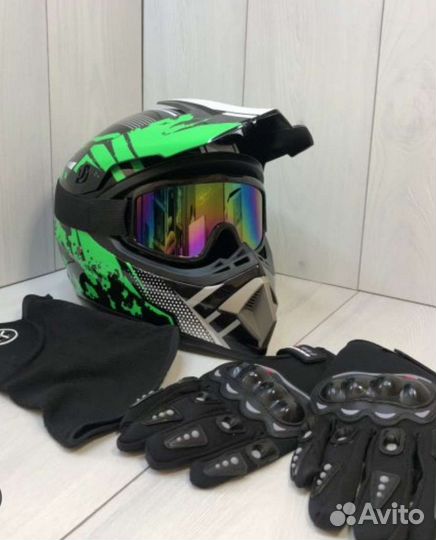 Новые кроссовые шлемы + (очки, перчатки, маска )