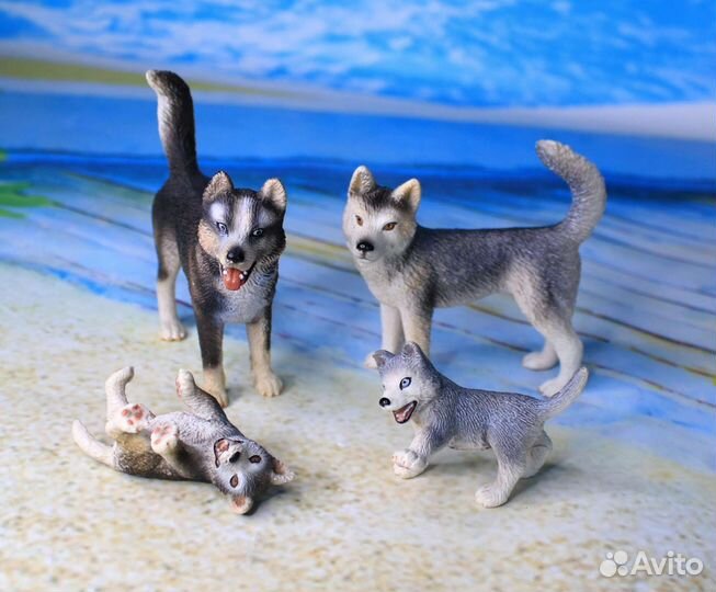 Собаки Schleich Хаски с щенками