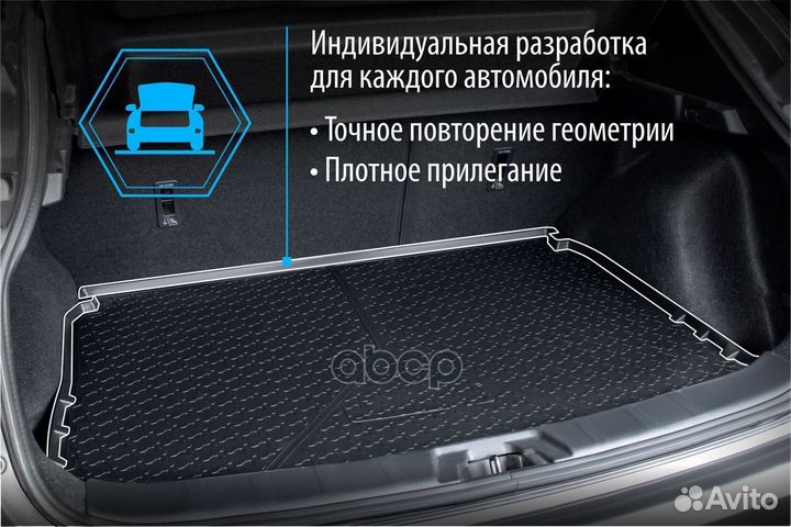 Коврик багажника rival для volkswagen polo sd