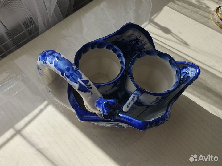 Конфетница Гжель Лебедь набор