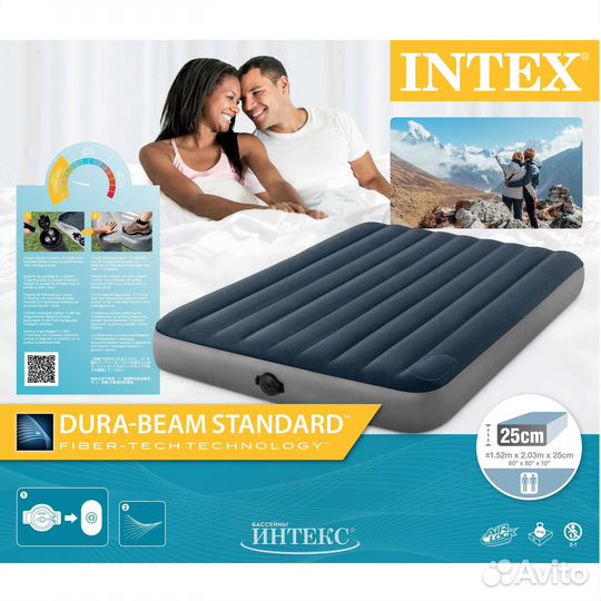 Матрац матрас надувной intex 152x203x25