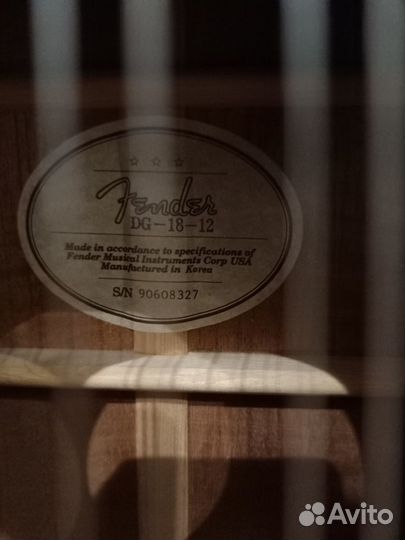 Акустическая 12 струнная гитара Fender DG -18-12