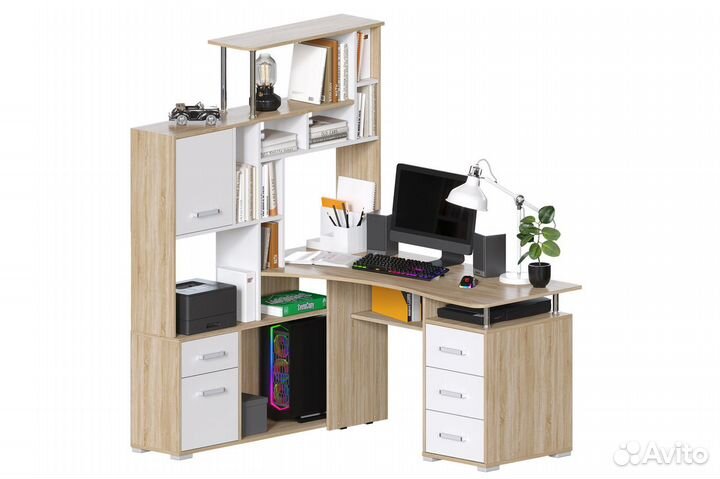 Компьютерный стол угловой со шкафами